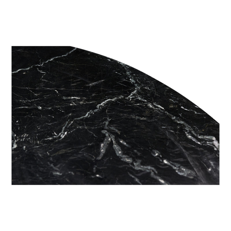 Angle Marble Dining Table Black Round Small