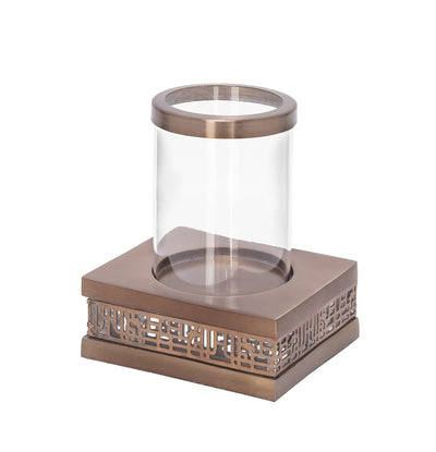 SQUARE CANDLE HOLDER ANITQUE BRASS - Al Rugaib Furniture (4727808000096)