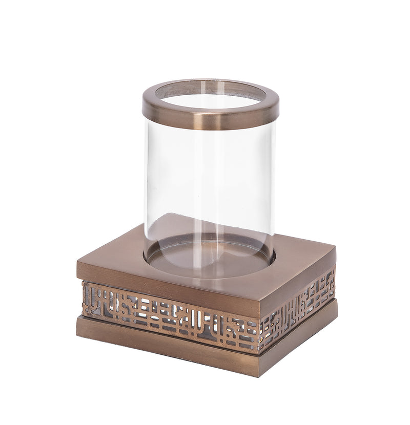 SQUARE CANDLE HOLDER ANITQUE BRASS - Al Rugaib Furniture (4727808000096)
