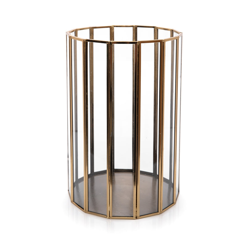 Brass & Glass Candle Holder Gold - Al Rugaib Furniture (4727801741408)