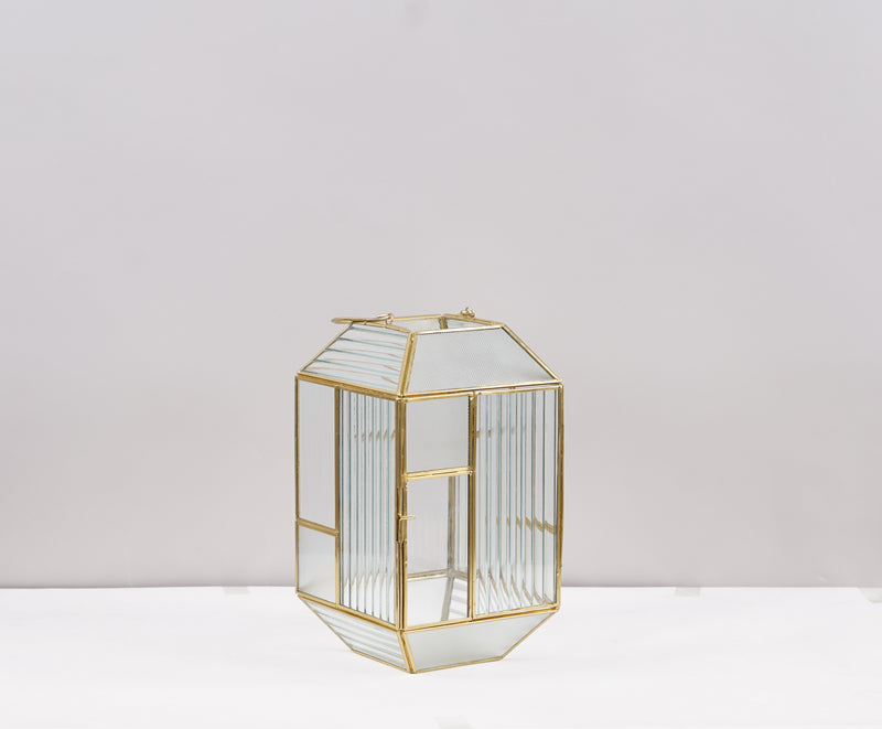 Lantern Gold Brass And Glass - Al Rugaib Furniture (4728023482464)