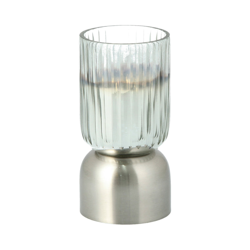 Glass Ribbed Candle Holder Solid Ombre And Silver - Al Rugaib Furniture (4727788634208)