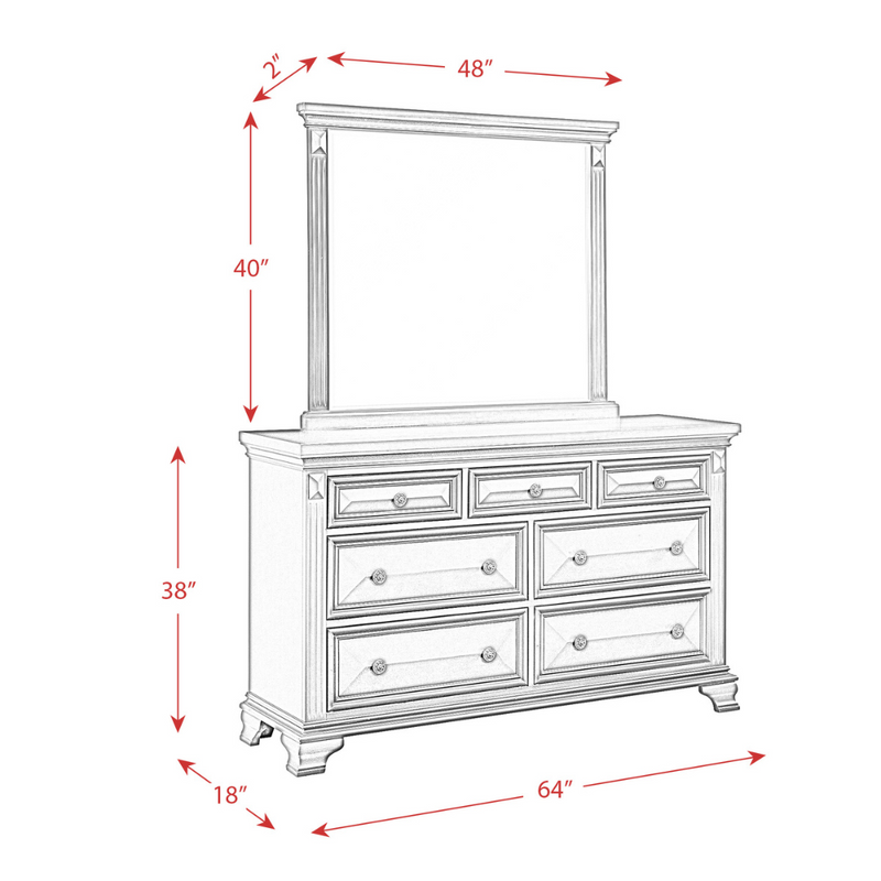 Calloway 7-Drawer Dresser w/ Mirror Set in White (6630671188064)