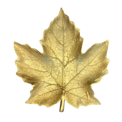 DECORATIVE RESIN MAPLE LEAF PLATE, GOLD (6608449765472)