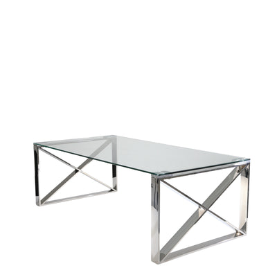 SILVER METAL/GLASS COCKTAILTABLE, KD (6608450388064)