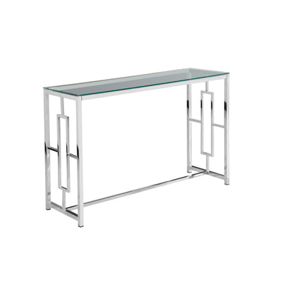 SILVER METAL/GLASS CONSOLE TABLE (6608450551904)