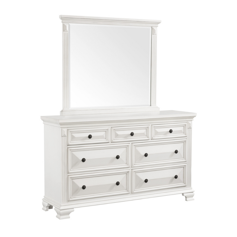 Calloway 7-Drawer Dresser w/ Mirror Set in White (6630671188064)