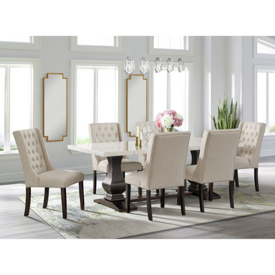 Monticello White Marble Dining Table 8 Chairs With Server Full Set (6624425246816)