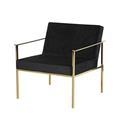 METAL/VELVETEEN ARM CHAIR, GOLD/BLACK - Al Rugaib Furniture (1512142471264)