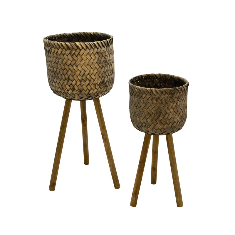 S/2 BAMBOO PLANTERS ON STANDS (6608452878432)