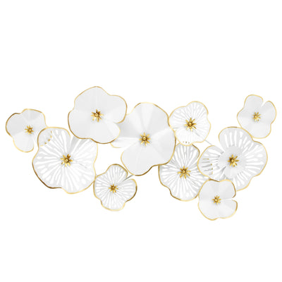 METAL FLOWERS WALL DECO, WHITE/GOLD (6608453238880)