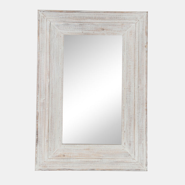 Wood Frame 24 X 36" Wall Mirror, Antique White Wb (6639230353504)