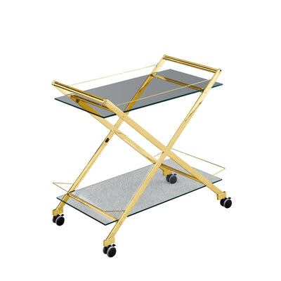 TWO TIER 31" ROLLING BAR CART,GOLD (6608454811744)