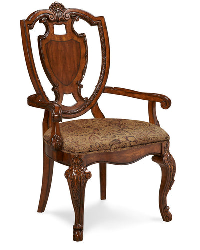 Old World- Shield Back Arm Chair- Fabric Seat - Al Rugaib Furniture (4681763422304)
