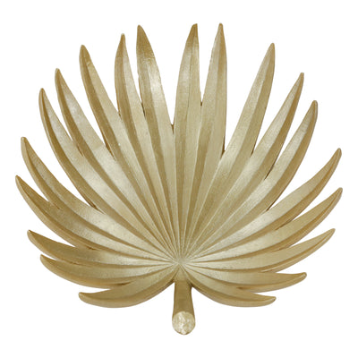 RESIN 16" PALM LEAF PLATE, GOLD (6608455598176)