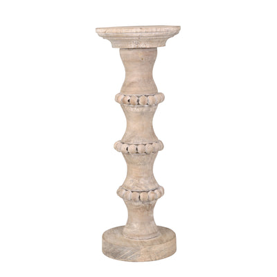 WOODEN 14" ANTIQUE STYLE CANDLE HOLDER (6608456745056)