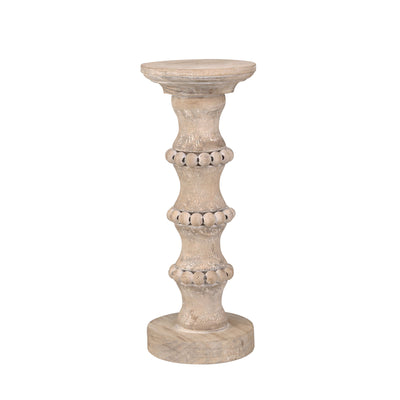WOODEN 13" ANTIQUE STYLE CANDLE HOLDER (6608456777824)
