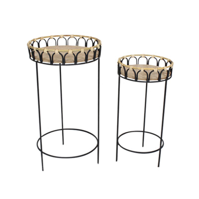 S/2 26/23"H PLANT STANDS, BROWN (6608458121312)