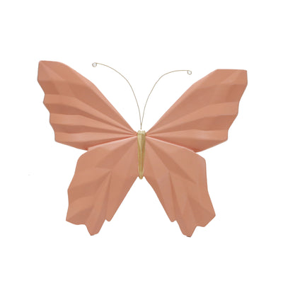 RESIN 8" W ORIGAMI BUTTERFLY WALL HANGING, SALMON (6608458350688)
