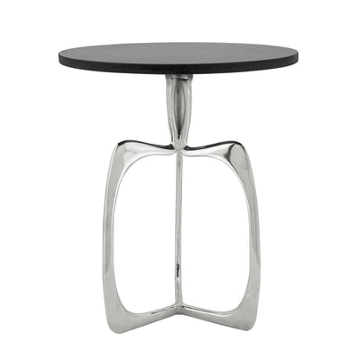 20" ACCENT TABLE W/ BLACK MARBLE, NICKEL  KD (6608459595872)