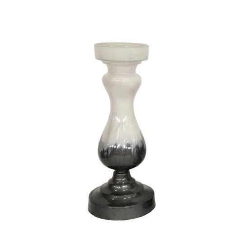 GLASS, 16" CANDLE HOLDER, WHITE/BLACK - Al Rugaib Furniture (4728282841184)