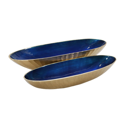 S/2 ALUMINUM 22/24" OVAL BOWL, CHAMPAGNE GOLD (6608461463648)