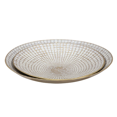 S/2 METAL 10/21" ROUND PLATES, IVORY/CHAMPAGNE (6608461660256)