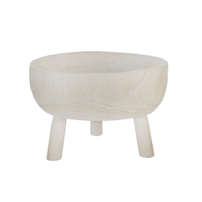 Wood 11" Bowl With Legs, White (6632368701536)