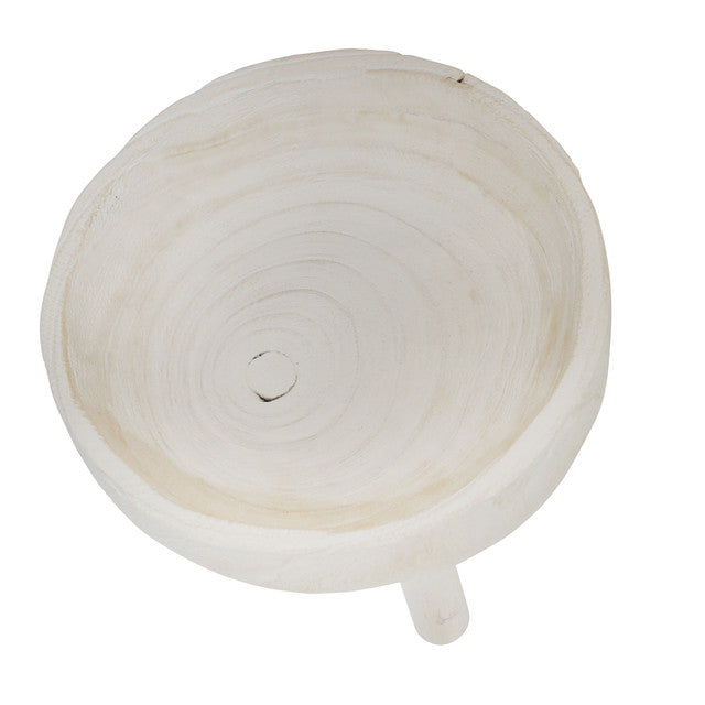 Wood 11" Bowl With Legs, White (6632368701536)