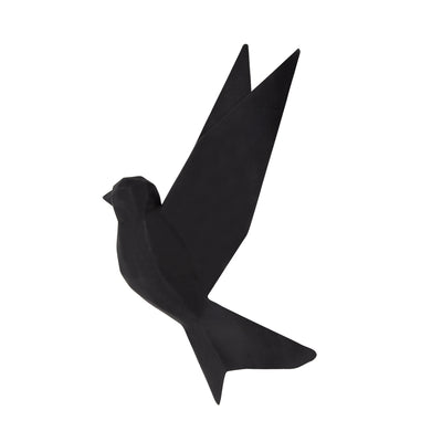 RESIN 8" ORIGAMI BIRD WALL DECOR, BLACK (6608467656800)