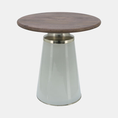 WOODEN TOP, 18"H NEBULAR SIDE TABLE, CREAM (6627080634464)