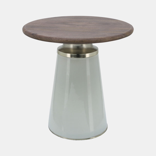 WOODEN TOP, 18"H NEBULAR SIDE TABLE, CREAM (6627080634464)