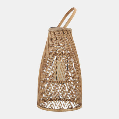 Bamboo, S/3 13/17/21" Woven Lantern, Brown (6639230615648)