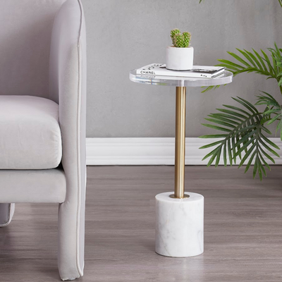 Acrylic Accent table with white marble base