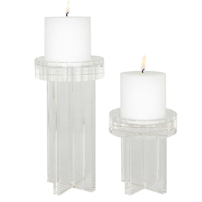 Crystal Pillar Candleholders, S/2 (6623980781664)