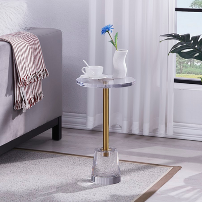Acrylic Accent table with Crystal marble base