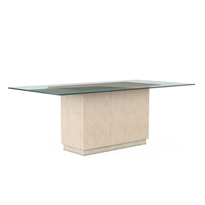 Cotiere - Rectangular Dining Table (Fabric Base - Glass Top) (6563210166368)