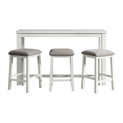 Stone Occasional Bar Table Single Pack In White (Table + Three Stools) (6629946228832)
