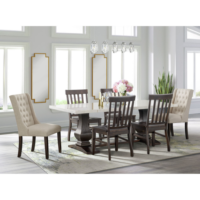 Monticello White Marble Dining Table 6-8 Seaters