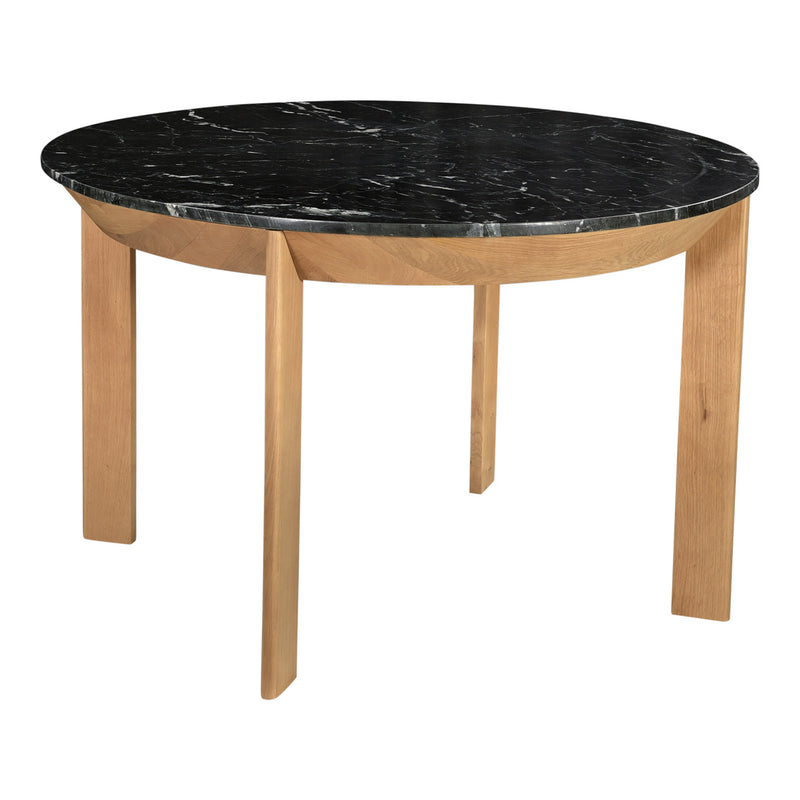 Angle Marble Dining Table Black Round Small