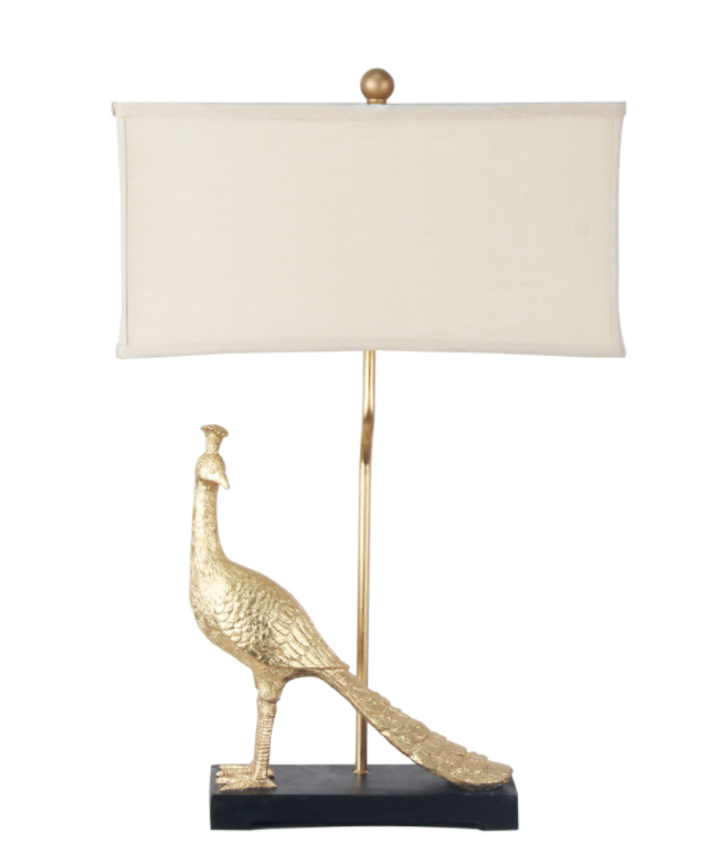 27"H POLY PEACOCKTABLE LAMP (6545475928160)