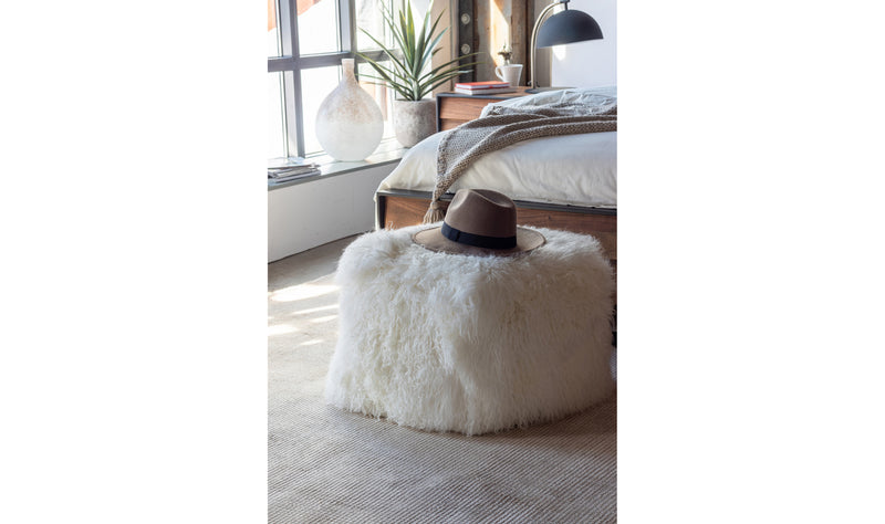 Lamb Fur Pouf Natural