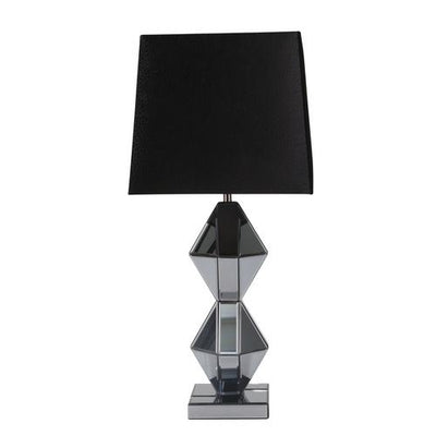 MIRRORED 33" GEOMETRIC TABLE LAMP, BLACK - Al Rugaib Furniture (4649305342048)