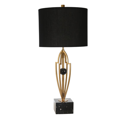 METAL 31.5" TABLE LAMP WITH BLACK MARBLE BASE, GOL (6608472080480)