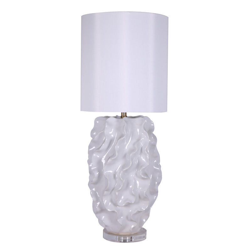 CERAMIC 36" RUFFLE TABLE LAMP, WHITE (6608473096288)