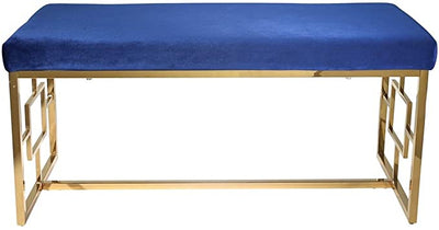 Bench W/ Velveteen Seat, Gold / Navy Kd (6599400456288)