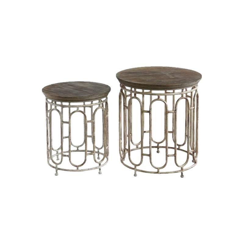 Wood Metal Tables Set of 2 (6595278766176)