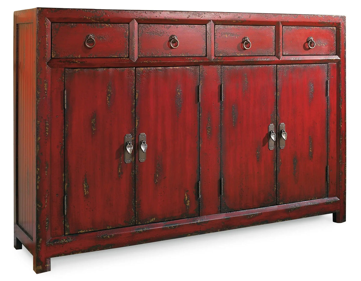 58'' Red Asian Cabinet Cabinets & Chests| Hooker
