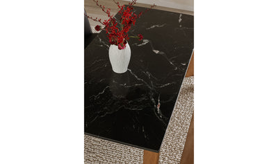 Angle Marble Dining Table Black Rectangular Large