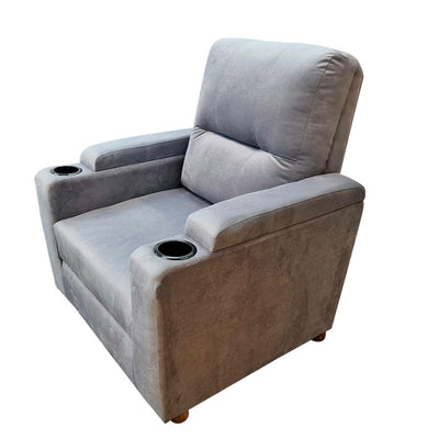 In House Cinema Chair Upholstered With Velvet And Cup Holders- Grey-906192-G (6613426110560)